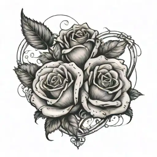 coeur rose intertwined elody et gregory 18.07.24 tattoo design idea
