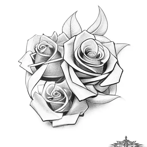 A sword with two roses warpped around it tattoo design idea