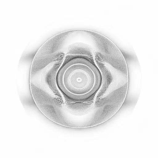 A black and white image of a sound wave. The sound wave is made up of a series of concentric circles, with a record in t tattoo design idea