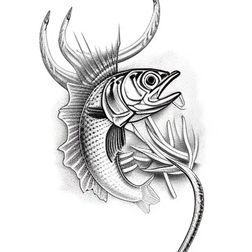 hunting and fishing tattoo design idea