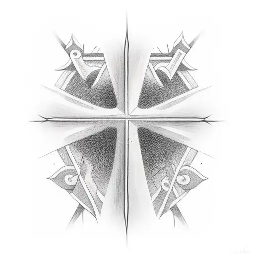 Christian Cross with mountains tattoo design idea