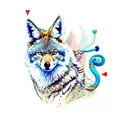 coyote wearing jester outfit tattoo design idea