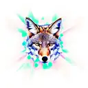 coyote wearing jester outfit tattoo design idea