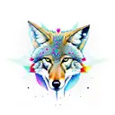 coyote wearing jester outfit tattoo design idea