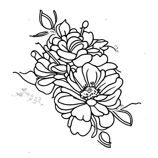 May and April birth flower bouquet tattoo design idea