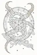 Capricorn elements and constellation intertwined tattoo design idea