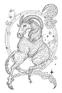 Capricorn elements and constellation intertwined tattoo design idea