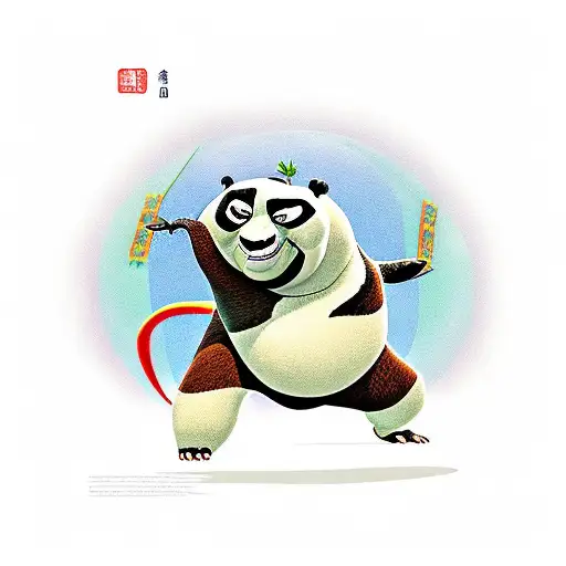 A scene from Kung Fu Panda with Treecko practicing martial arts tattoo design idea