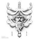 poseidon doing thumbs up tattoo design idea