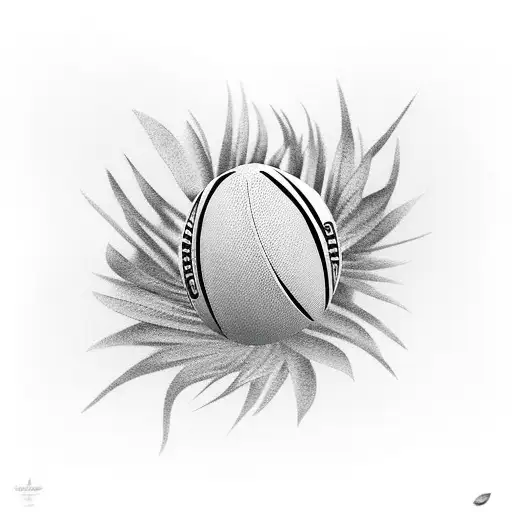 Realism "Rugby Ball With Palm Trees Surrounding..." Tattoo Idea