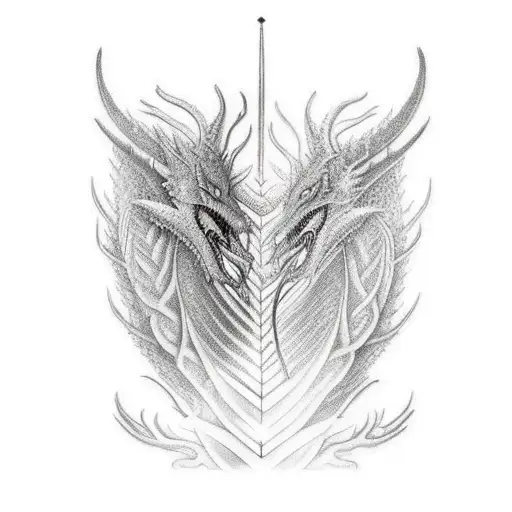 A Scandinavian-style spine tattoo featuring a realistic black dragon would be a  tattoo design idea