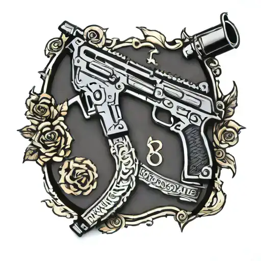 2 Bullet icons, One 5.56 bullet and one 7.62 bullet. A beautiful black frame and a full bullet name  tattoo design idea