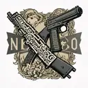2 Bullet icons, One 5.56 bullet and one 7.62 bullet. A beautiful black frame and a full bullet name  tattoo design idea
