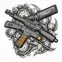 2 Bullet icons, One 5.56 bullet and one 7.62 bullet. A beautiful black frame and a full bullet name  tattoo design idea