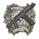 2 Bullet icons, One 5.56 bullet and one 7.62 bullet. A beautiful black frame and a full bullet name  tattoo design idea