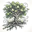 oak tree growing tattoo design idea