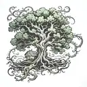 oak tree growing tattoo design idea
