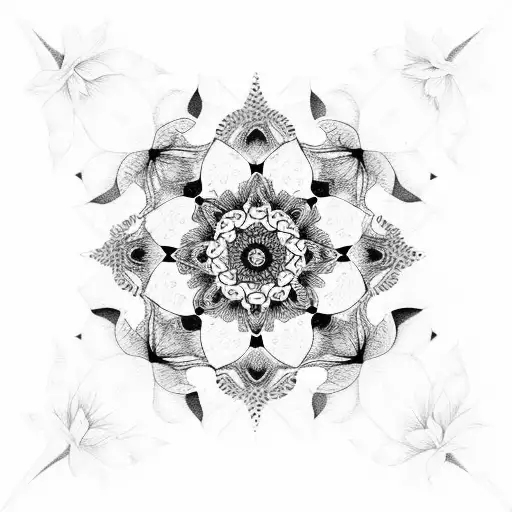 mandala with flowers tattoo design idea