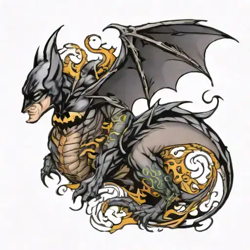 batman and dragon tattoo design idea