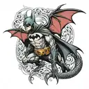 batman and dragon tattoo design idea