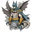 batman and dragon tattoo design idea