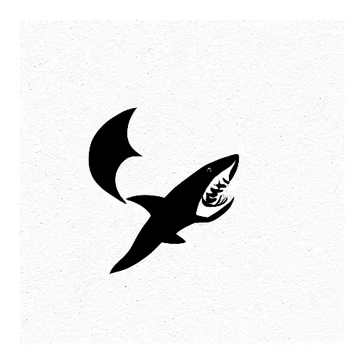 shark fin in sea tattoo design idea