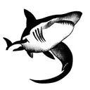 shark fin in sea tattoo design idea