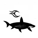 shark fin in sea tattoo design idea