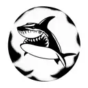 shark fin in sea tattoo design idea