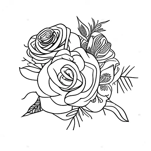 janurary, February,April,June, September, December birth month flower bouquet  tattoo design idea