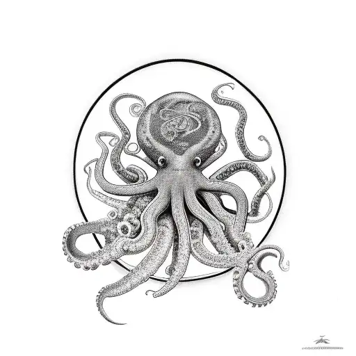 diving knife and octopus  tattoo design idea
