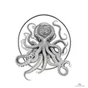 diving knife and octopus  tattoo design idea