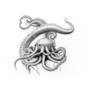 diving knife and octopus  tattoo design idea