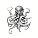 diving knife and octopus  tattoo design idea