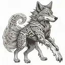 A wolf inspired by anime, with elements of one piece incorporated tattoo design idea