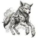 A wolf inspired by anime, with elements of one piece incorporated tattoo design idea