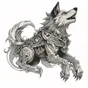 A wolf inspired by anime, with elements of one piece incorporated tattoo design idea