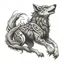 A wolf inspired by anime, with elements of one piece incorporated tattoo design idea