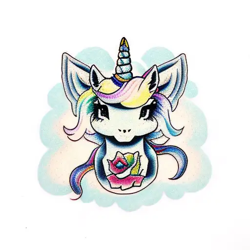 unicorn weeb tattoo design idea