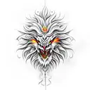 a Phoenix bird with head of a lion and tails of Chinese dragon tattoo design idea