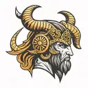 zodiac symbols ares head tattoo design idea