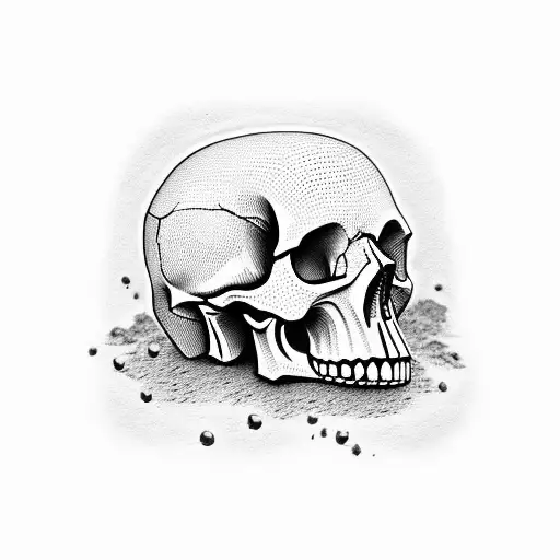 minimalist skull 3d tattoo design idea