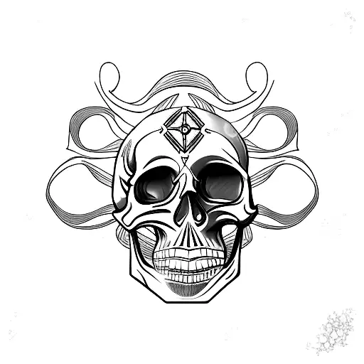 minimalist skull 3d tattoo design idea