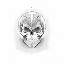 minimalist skull 3d tattoo design idea