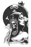 Skull "life is a risk'' hand reaching chicano style tattoo design idea
