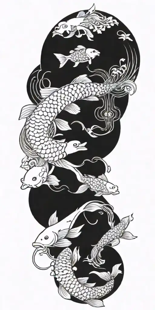 Japanese, koi, samurai, Japanese buildings tattoo design idea