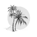 flamingo, palm tree and waives tattoo design idea