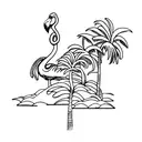 flamingo and palm tree tattoo design idea