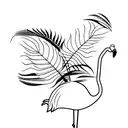 flamingo and palm tree tattoo design idea