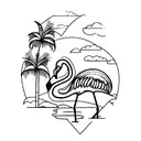 flamingo and palm tree tattoo design idea